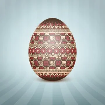 The Easter egg with an Ukrainian folk pattern ornament. Isolated vector reali Stockillustratie