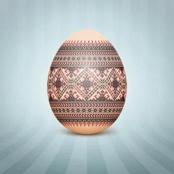 The Easter egg with an Ukrainian folk pattern ornament. Isolated vector reali Stockillustratie