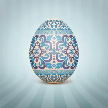 The Easter egg with an Ukrainian folk pattern ornament. Isolated vector reali Stockillustratie