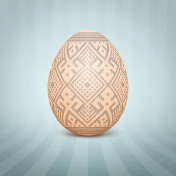 The Easter egg with an Ukrainian folk pattern ornament. Isolated vector reali Stockillustratie