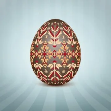 The Easter egg with an Ukrainian folk pattern ornament. Isolated vector reali Stockillustratie