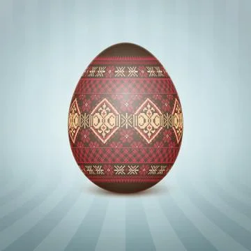 The Easter egg with an Ukrainian folk pattern ornament. Isolated vector reali Stock Illustration