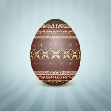The Easter egg with an Ukrainian folk pattern ornament. Isolated vector reali Stockillustratie