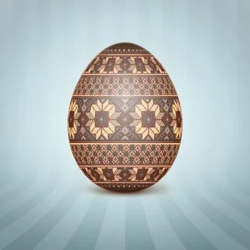 The Easter egg with an Ukrainian folk pattern ornament. Isolated vector reali Illustrazione stock