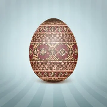 The Easter egg with an Ukrainian folk pattern ornament. Isolated vector reali Stockillustratie
