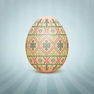 The Easter egg with an Ukrainian folk pattern ornament. Isolated vector reali 库存插图