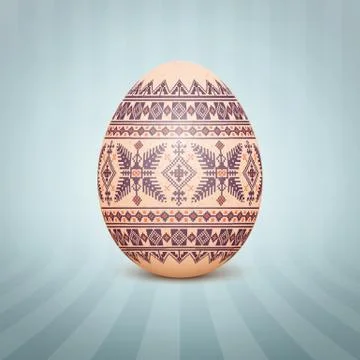 The Easter egg with an Ukrainian folk pattern ornament. Isolated vector reali Stock Illustration