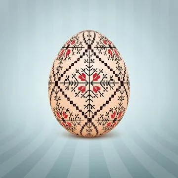 The Easter egg with an Ukrainian folk pattern ornament. Isolated vector reali Stockillustratie