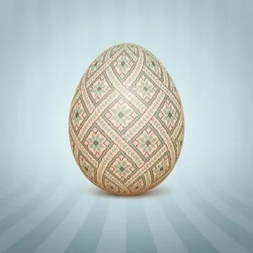 The Easter egg with an Ukrainian folk pattern ornament. Isolated vector reali Stockillustratie