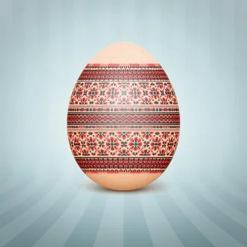 The Easter egg with an Ukrainian folk pattern ornament. Isolated vector reali Illustrazione stock