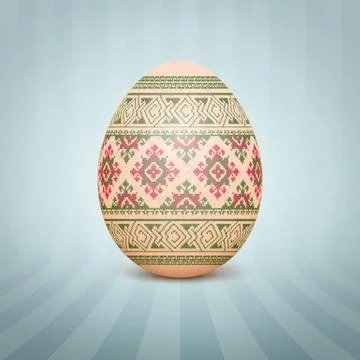 The Easter egg with an Ukrainian folk pattern ornament. Isolated vector reali Illustrazione stock