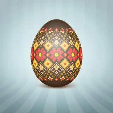 The Easter egg with an Ukrainian folk pattern ornament. Isolated vector reali Stockillustratie