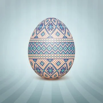 The Easter egg with an Ukrainian folk pattern ornament. Isolated vector reali Stockillustratie