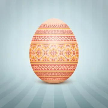 The Easter egg with an Ukrainian folk pattern ornament. Isolated vector reali Stock Illustration