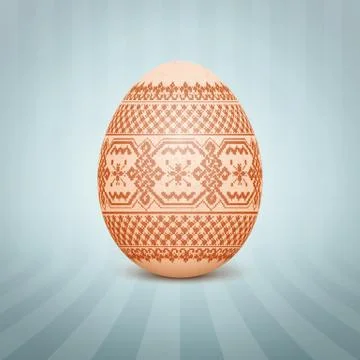 The Easter egg with an Ukrainian folk pattern ornament. Isolated vector reali Stockillustratie