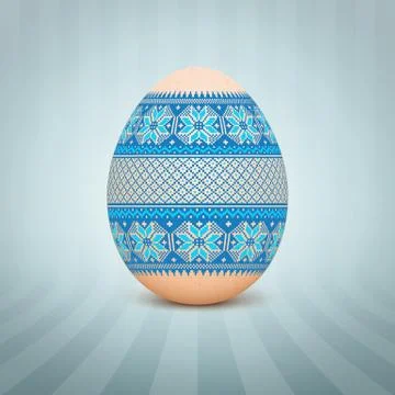 The Easter egg with an Ukrainian folk pattern ornament. Isolated vector reali Stockillustratie