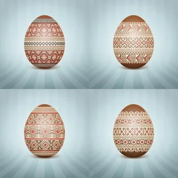 The Easter egg with an Ukrainian folk pattern ornament. Isolated vector reali Stockillustratie