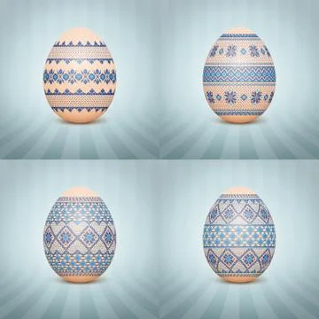 The Easter egg with an Ukrainian folk pattern ornament. Isolated vector reali Stockillustratie