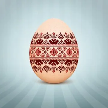 The Easter egg with an Ukrainian folk pattern ornament. Isolated vector reali Stock Illustration
