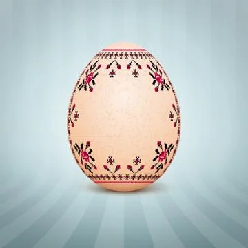 The Easter egg with an Ukrainian folk pattern ornament. Isolated vector reali Stockillustratie