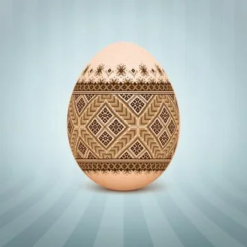 The Easter egg with an Ukrainian folk pattern ornament. Isolated vector reali Stockillustratie