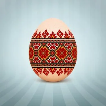 The Easter egg with an Ukrainian folk pattern ornament. Isolated vector reali イラスト素材
