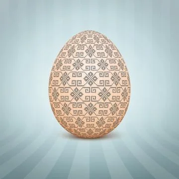 The Easter egg with an Ukrainian folk pattern ornament. Isolated vector reali Stockillustratie