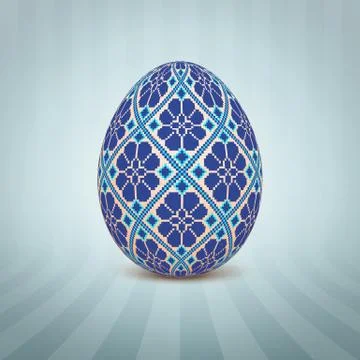 The Easter egg with an Ukrainian folk pattern ornament. Isolated vector reali Stockillustratie