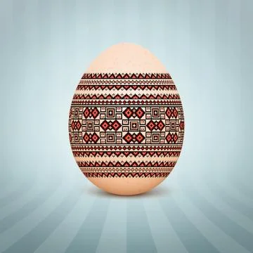 The Easter egg with an Ukrainian folk pattern ornament. Isolated vector reali Stockillustratie