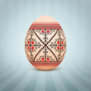 The Easter egg with an Ukrainian folk pattern ornament. Isolated vector reali イラスト素材