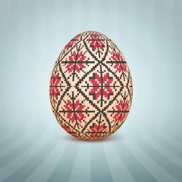 The Easter egg with an Ukrainian folk pattern ornament. Isolated vector reali Stock Illustration