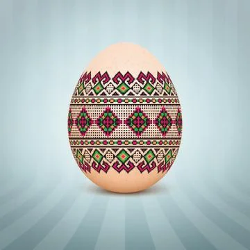 The Easter egg with an Ukrainian folk pattern ornament. Isolated vector reali Stockillustratie