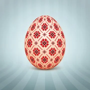 The Easter egg with an Ukrainian folk pattern ornament. Isolated vector reali Illustrazione stock