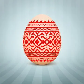 The Easter egg with an Ukrainian folk pattern ornament. Isolated vector reali Stockillustratie