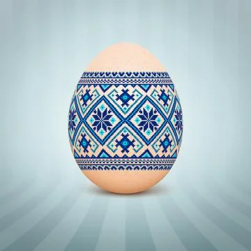 The Easter egg with an Ukrainian folk pattern ornament. Isolated vector reali Stockillustratie