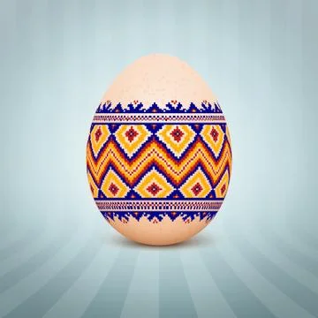 The Easter egg with an Ukrainian folk pattern ornament. Isolated vector reali Stock Illustration