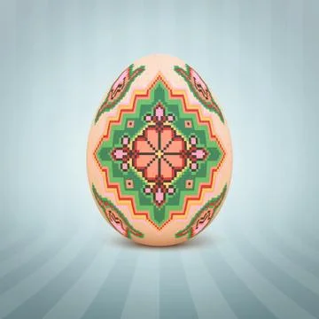 The Easter egg with an Ukrainian folk pattern ornament. Isolated vector reali Stockillustratie