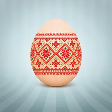 The Easter egg with an Ukrainian folk pattern ornament. Isolated vector reali Stockillustratie