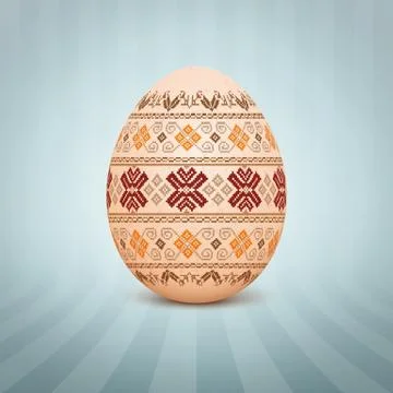 The Easter egg with an Ukrainian folk pattern ornament. Isolated vector reali Stockillustratie