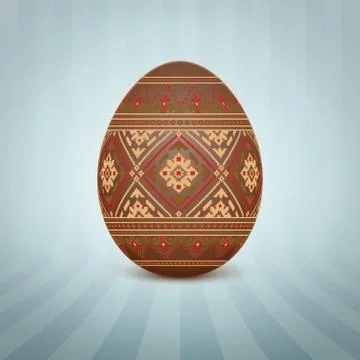 The Easter egg with an Ukrainian folk pattern ornament. Isolated vector reali Stockillustratie
