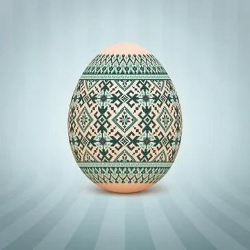 The Easter egg with an Ukrainian folk pattern ornament. Isolated vector reali Stockillustratie