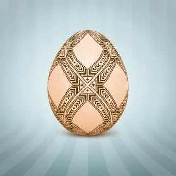 The Easter egg with an Ukrainian folk pattern ornament. Isolated vector reali Illustrazione stock
