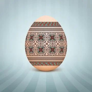 The Easter egg with an Ukrainian folk pattern ornament. Isolated vector reali Stockillustratie