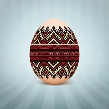 The Easter egg with an Ukrainian folk pattern ornament. Isolated vector reali Stockillustratie