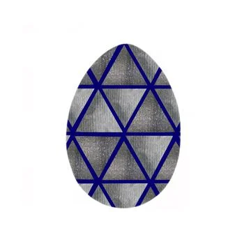 Easter egg - ultimate grey and shining grey watercolor triangles on blue Stock Illustration