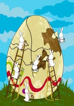 Easter egg under construction card Stock Illustration