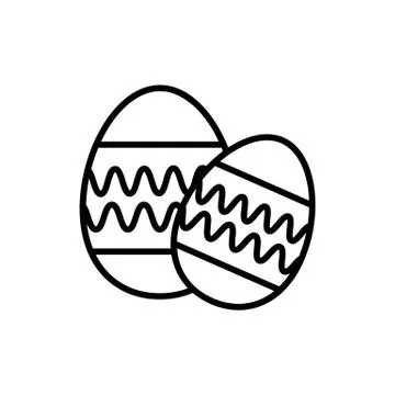 Easter Egg vector icon. Two easter eggs. Flat simple Line Icon On Black Stock Illustration