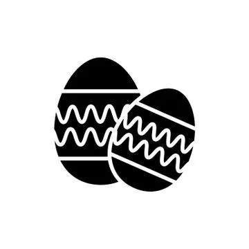 Easter Egg vector icon. Two easter eggs. Flat simple Line Icon On Black イラスト素材