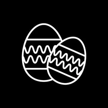 Easter Egg vector icon. Two easter eggs. Flat simple Line Icon On black イラスト素材