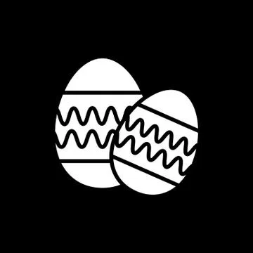 Easter Egg vector icon. Two easter eggs. Flat simple Line Icon On black 스톡 일러스트